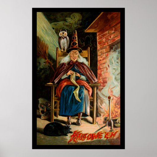 Hexe am Feuerplatz Poster (Vorne)