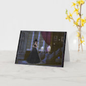 Hexe an der Treppe Blank Fantasy Grußkarte Karte (Gelbe Blume)