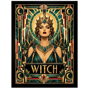 Hexe, Art Deco Mythisch Postkarte