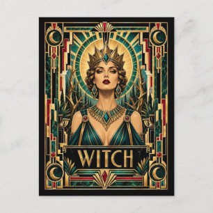 Hexe, Art Deco Mythisch Postkarte