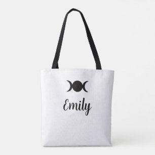 Hexe auf Besen & dreifacher Mond anpassbare Tote-T Tasche