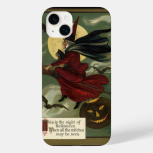 Hexe auf Besenstiel mit Katze zum Vintage-Hallowee Case-Mate iPhone Hülle