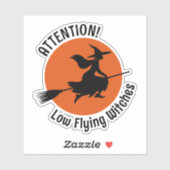 Hexe auf Broom Aufkleber (Blatt)