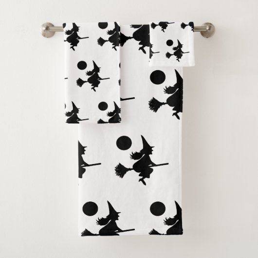 Hexe auf Broom Halloween Pattern Badetuch Set (Insitu)
