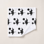 Hexe auf Broom Halloween Pattern Badetuch Set (Waschlappen)