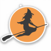 Hexe auf Broom-Silhouette Aufkleber (Vorderseite)