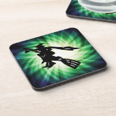 Hexe auf Broom-Silhouette Untersetzer (Linke Seite)