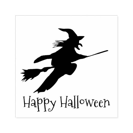 Hexe auf Broomstick Halloween Design Holz Briefmar Gummistempel (Prägung)