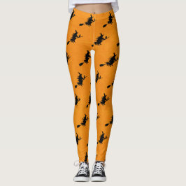 Hexe auf Broomstick Halloween Leggings