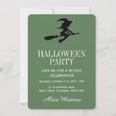 Hexe auf Broomstick, Halloween-Party Einladung (Vorderseite)
