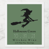 Hexe auf Broomstick, Halloween Weinetikett (Einzelnes Label)