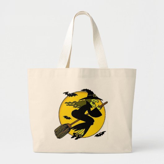 Hexe auf Broomstick Jumbo Stoffbeutel (Vorne)