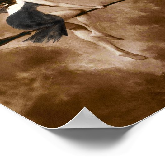 Hexe auf Broomstick-Poster Poster (Ecke)