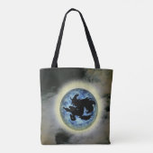Hexe auf Broomstick Vollmond Tasche (Rückseite)
