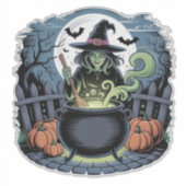 Hexe auf dem Cauldron-Sticker Aufkleber (Vorderseite)