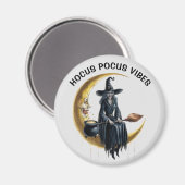 Hexe auf dem Mond Magnet (Vorderseite/Rückseite)