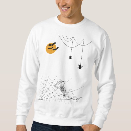 Hexe auf dem Mond mit Spinnen und Skelett Sweatshirt (Vorderseite)