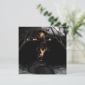 Hexe auf ein Kröten-Schemel-Einladungen Einladung (Stehend Vorderseite)