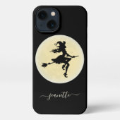 Hexe auf einem Besen Personalisiert iPhone Hülle (Rückseite)