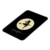 Hexe auf einem Besen personalisiert Magnet (Linke Seite)