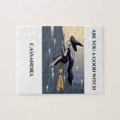 Hexe auf einem Besenpuzzle. Individuelle Name. Puzzle (Horizontal)