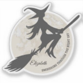 Hexe auf einem Besenstiel Aufkleber (Vorderseite)