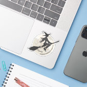 Hexe auf einem Besenstiel Aufkleber (Laptop mit iPhone)