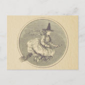 Hexe auf einem Broom Vintag Postkarte (Vorderseite)
