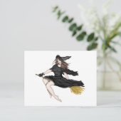 Hexe auf einem Broomstick Postkarte (Stehend Vorderseite)