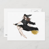 Hexe auf einem Broomstick Postkarte (Vorne/Hinten)