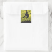 Hexe auf einem Broomstick Quadratischer Aufkleber (Tasche)