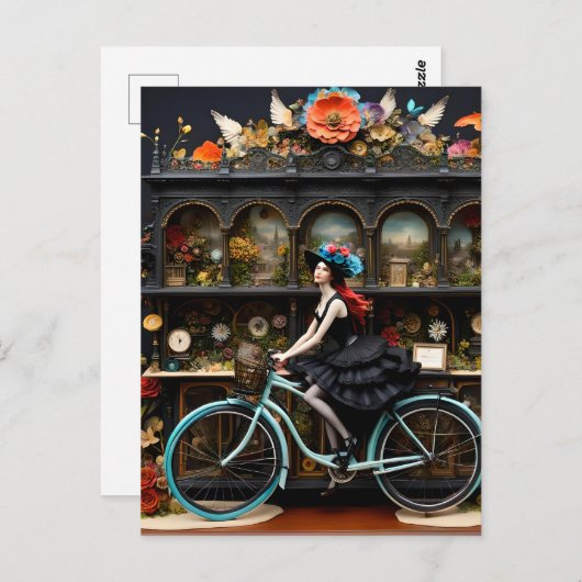 Hexe auf einem Fahrrad Postkarte (Vorne/Hinten)