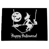 Hexe auf einem schwarzen und weißen Halloween Große Geschenktüte (Vorderseite)