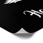 Hexe auf einem schwarzen und weißen Halloween Poster (Ecke)