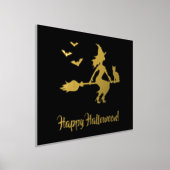 Hexe auf einem Zimmer mit Kat und Fledermäusen glü Foliendrucke (Ablage )