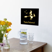 Hexe auf einem Zimmer mit Kat und Fledermäusen glü Foliendrucke (Ablage(Küche))