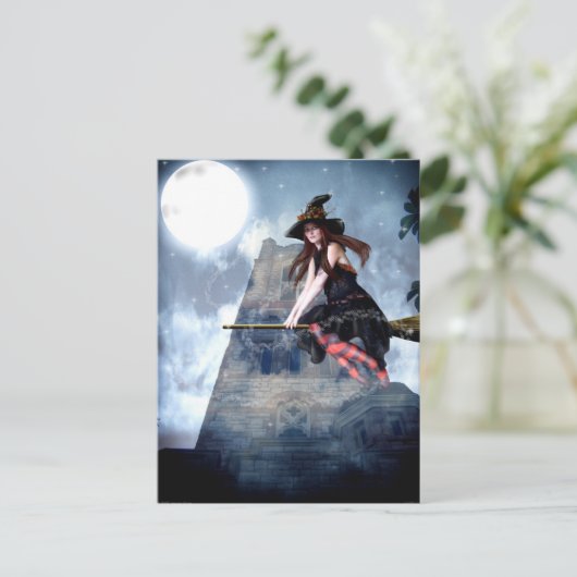 Hexe auf einem Zimmer (Postkarte) Postkarte (Stehend Vorderseite)