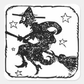 Hexe auf einem Zimmer Quadratischer Aufkleber (Vorderseite)