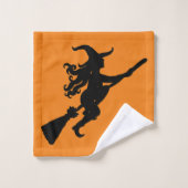 Hexe auf einem Zimmer Silhouette Bad Handtuch Set (Waschlappen)