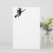 Hexe auf einer Besen-Silhouette Briefpapier (Stehend Vorderseite)
