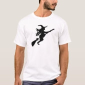 Hexe auf einer Broom-Silhouette T-Shirt (Vorderseite)