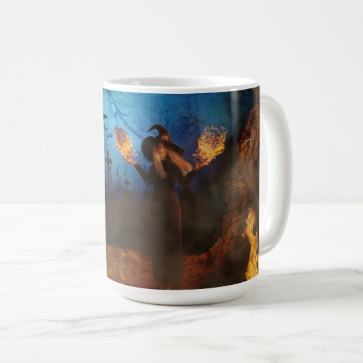 Hexe auf Feuer Kaffeetasse (VorderseiteRechts)