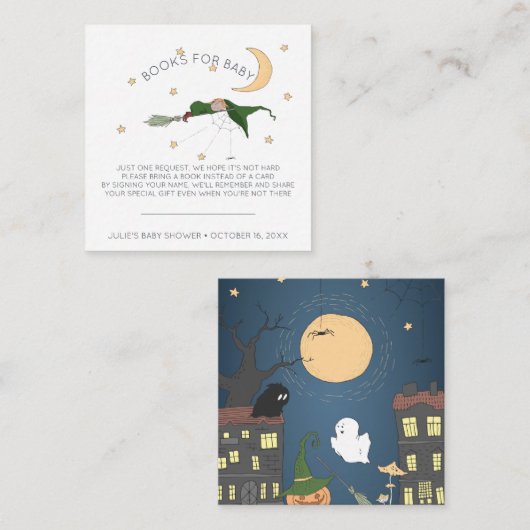 Hexe-Babyparty-Einsatz des Buch-Antrag-| kleiner Begleitkarte (Vorne/Hinten)