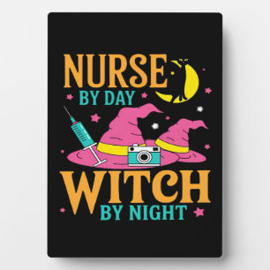 Hexe bei Nacht, Krankenschwester bei Tag Halloween Fotoplatte
