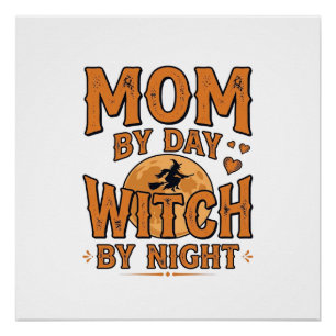Hexe bei Nacht Muttertags-Shirt-Design_1 Poster