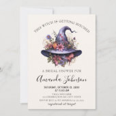 Hexe bekommt Hitched Halloween-Brautparty Einladung (Vorderseite)