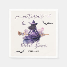 Hexe bekommt Hitched Halloween-Brautparty Serviette