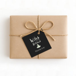 Hexe bekommt schwarzes Halloween, vielen Dank Geschenkanhänger