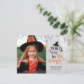 Hexe bis zur Candy Halloween Card Postkarte (Stehend Vorderseite)