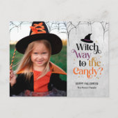 Hexe bis zur Candy Halloween Card Postkarte (Vorderseite)